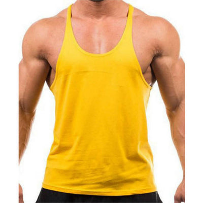 Men Summer Cotton Plain Gym Tank Top Sleeveless T-shirt Workout Bodybuilding Singlet - Black M