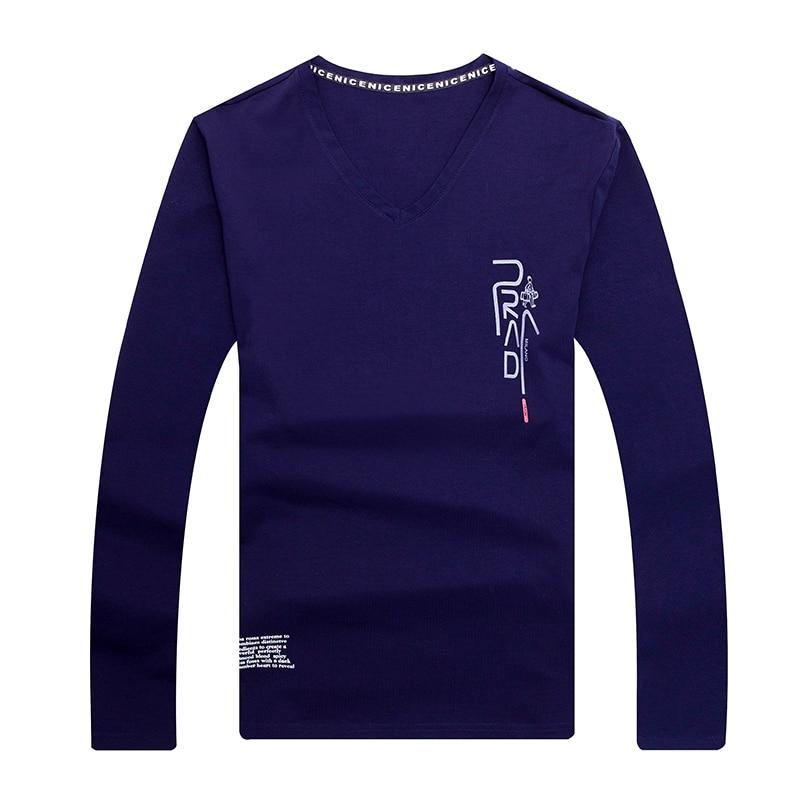 2020 New Fashion Brand T Shirt For Men Korean Boyfriend Gift Trending Tops Streetwear V Neck Print  Long Sleeve Tee Men Clothes