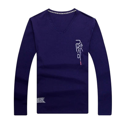 2020 New Fashion Brand T Shirt For Men Korean Boyfriend Gift Trending Tops Streetwear V Neck Print  Long Sleeve Tee Men Clothes