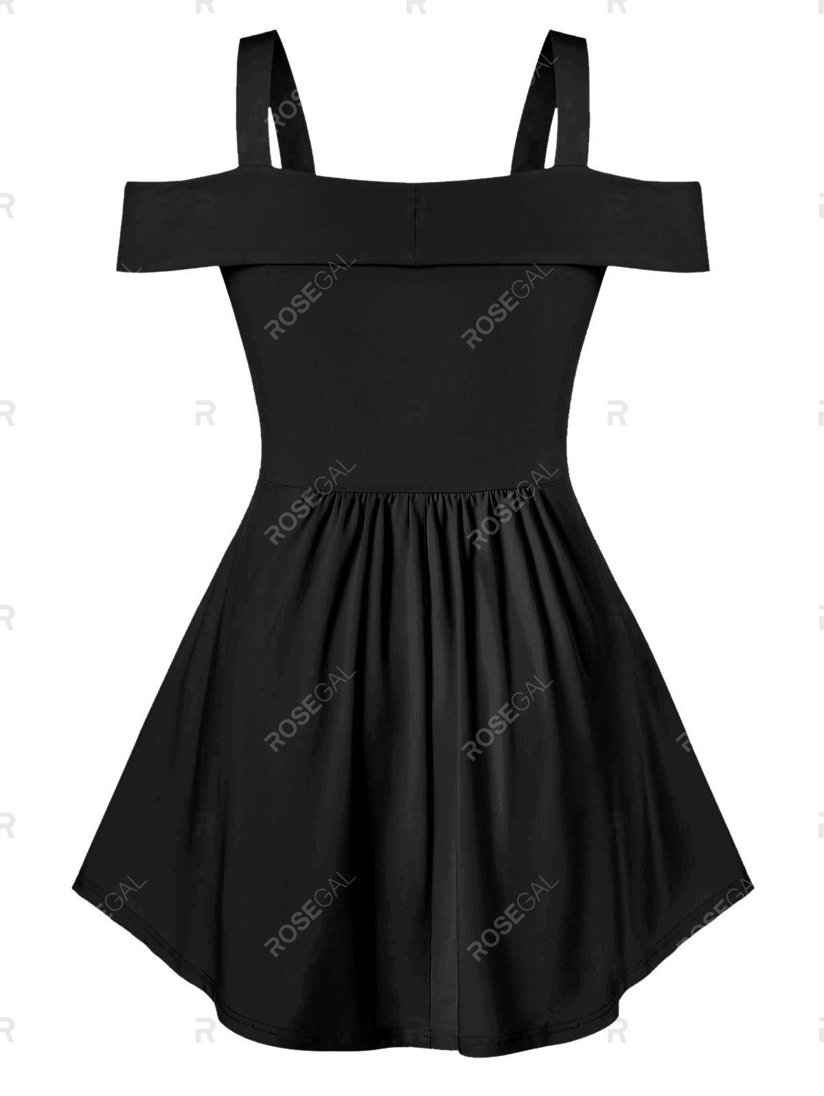 Plus Size Bowknot A Line Cold Shoulder T Shirt - 5x