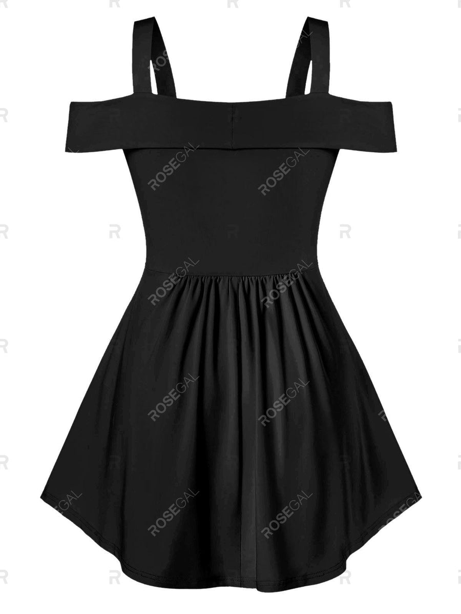 Plus Size Bowknot A Line Cold Shoulder T Shirt - 5x