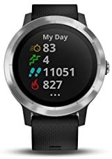 Garmin 010-01769-01 Vivoactive 3, GPS Smartwatch with Contactless Payments and Built-In Sports Apps, Black with Silver Hardware