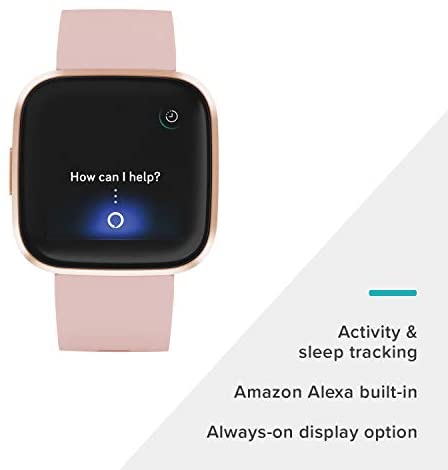 Fitbit Versa 2 Health and Fitness Smartwatch with Heart Rate, Music, Alexa Built-In, Sleep and Swim Tracking, Bordeaux/Copper Rose, One Size (S and L Bands Included)