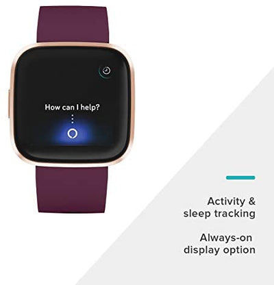 Fitbit Versa 2 Health and Fitness Smartwatch with Heart Rate, Music, Alexa Built-In, Sleep and Swim Tracking, Bordeaux/Copper Rose, One Size (S and L Bands Included)