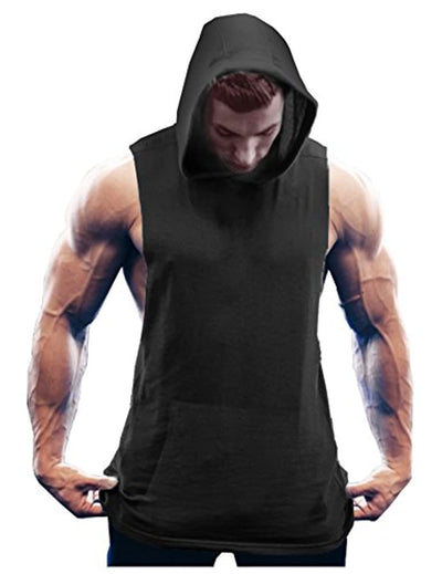 COOFANDY Men's Workout Hooded Tank Tops Bodybuilding Muscle Cut Off T Shirt Sleeveless Gym Hoodies