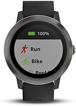 Garmin 010-01769-01 Vivoactive 3, GPS Smartwatch with Contactless Payments and Built-In Sports Apps, Black with Silver Hardware