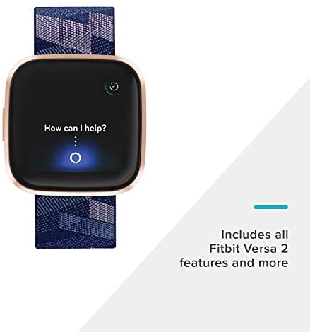 Fitbit Versa 2 Health and Fitness Smartwatch with Heart Rate, Music, Alexa Built-In, Sleep and Swim Tracking, Bordeaux/Copper Rose, One Size (S and L Bands Included)