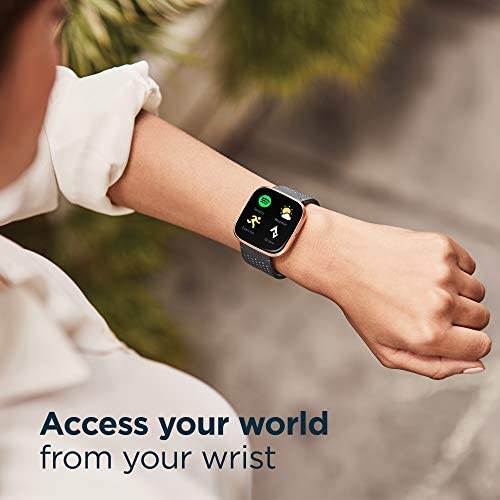 Fitbit Versa 2 Health and Fitness Smartwatch with Heart Rate, Music, Alexa Built-In, Sleep and Swim Tracking, Bordeaux/Copper Rose, One Size (S and L Bands Included)