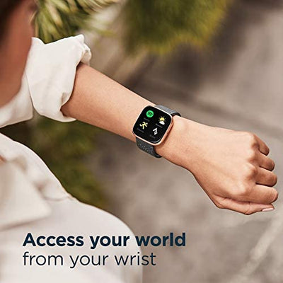 Fitbit Versa 2 Health and Fitness Smartwatch with Heart Rate, Music, Alexa Built-In, Sleep and Swim Tracking, Bordeaux/Copper Rose, One Size (S and L Bands Included)