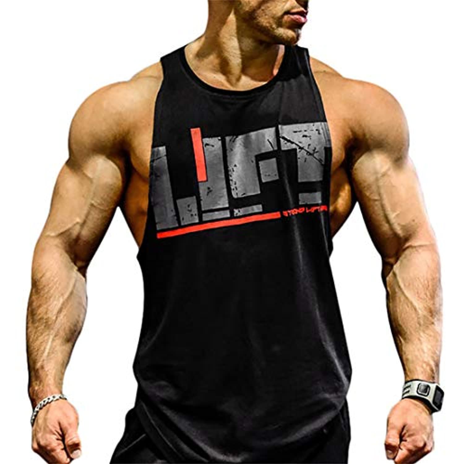 YeeHoo Lift Men's Bodybuilding Gym Tank Tops Workout Stringer Sleeveless Shirts Vest Cotton