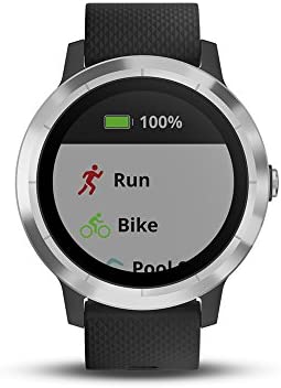 Garmin 010-01769-01 Vivoactive 3, GPS Smartwatch with Contactless Payments and Built-In Sports Apps, Black with Silver Hardware