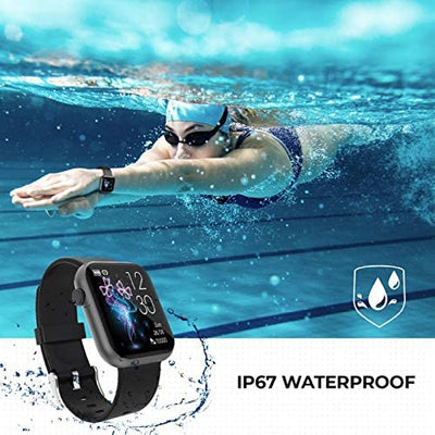 Smart Watch,Fitness Tracker with Heart Rate Monitor,IP67 Waterproof Fitness Watch with Pedometer,Smartwatch Compatible with iOS, Android for Men, Women,Black