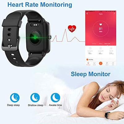 Willful Smart Watch for Android Phones and iOS Phones Compatible iPhone Samsung, IP68 Swimming Waterproof Smartwatch Fitness Tracker Fitness Watch Heart Rate Monitor Smart Watches for Men Women Black