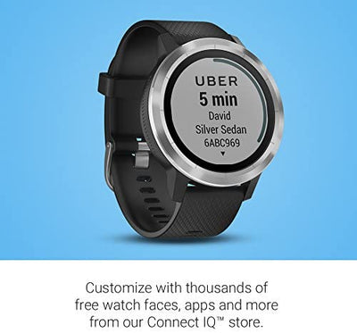 Garmin 010-01769-01 Vivoactive 3, GPS Smartwatch with Contactless Payments and Built-In Sports Apps, Black with Silver Hardware