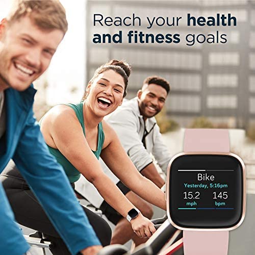 Fitbit Versa 2 Health and Fitness Smartwatch with Heart Rate, Music, Alexa Built-In, Sleep and Swim Tracking, Bordeaux/Copper Rose, One Size (S and L Bands Included)