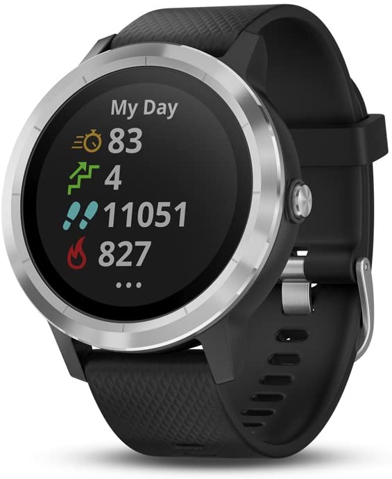 Garmin 010-01769-01 Vivoactive 3, GPS Smartwatch with Contactless Payments and Built-In Sports Apps, Black with Silver Hardware