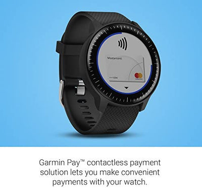 Garmin 010-01769-01 Vivoactive 3, GPS Smartwatch with Contactless Payments and Built-In Sports Apps, Black with Silver Hardware