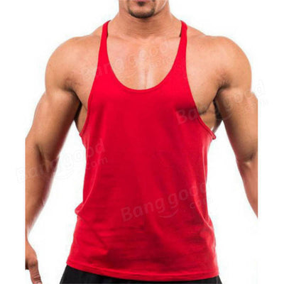 Men Summer Cotton Plain Gym Tank Top Sleeveless T-shirt Workout Bodybuilding Singlet - Black M