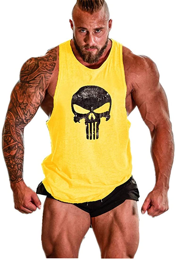 YeeHoo Lift Men's Bodybuilding Gym Tank Tops Workout Stringer Sleeveless Shirts Vest Cotton