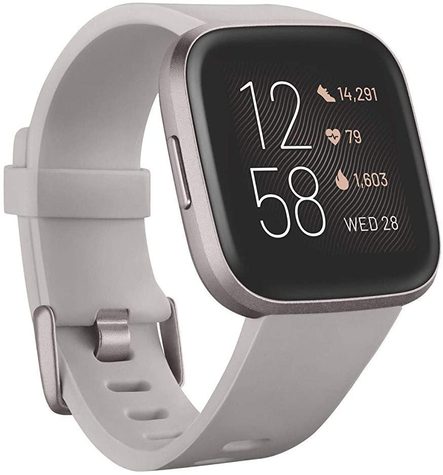 Fitbit Versa 2 Health and Fitness Smartwatch with Heart Rate, Music, Alexa Built-In, Sleep and Swim Tracking, Bordeaux/Copper Rose, One Size (S and L Bands Included)