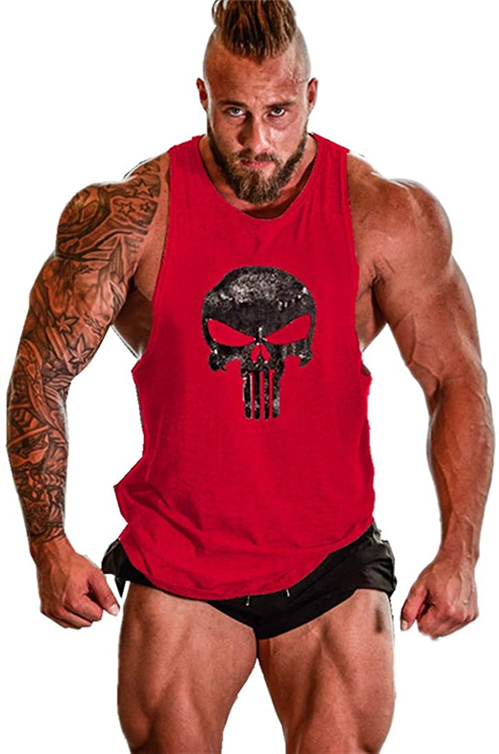 YeeHoo Lift Men's Bodybuilding Gym Tank Tops Workout Stringer Sleeveless Shirts Vest Cotton