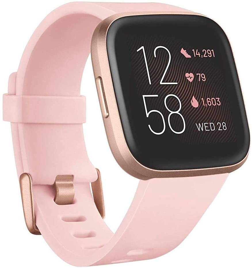 Fitbit Versa 2 Health and Fitness Smartwatch with Heart Rate, Music, Alexa Built-In, Sleep and Swim Tracking, Bordeaux/Copper Rose, One Size (S and L Bands Included)
