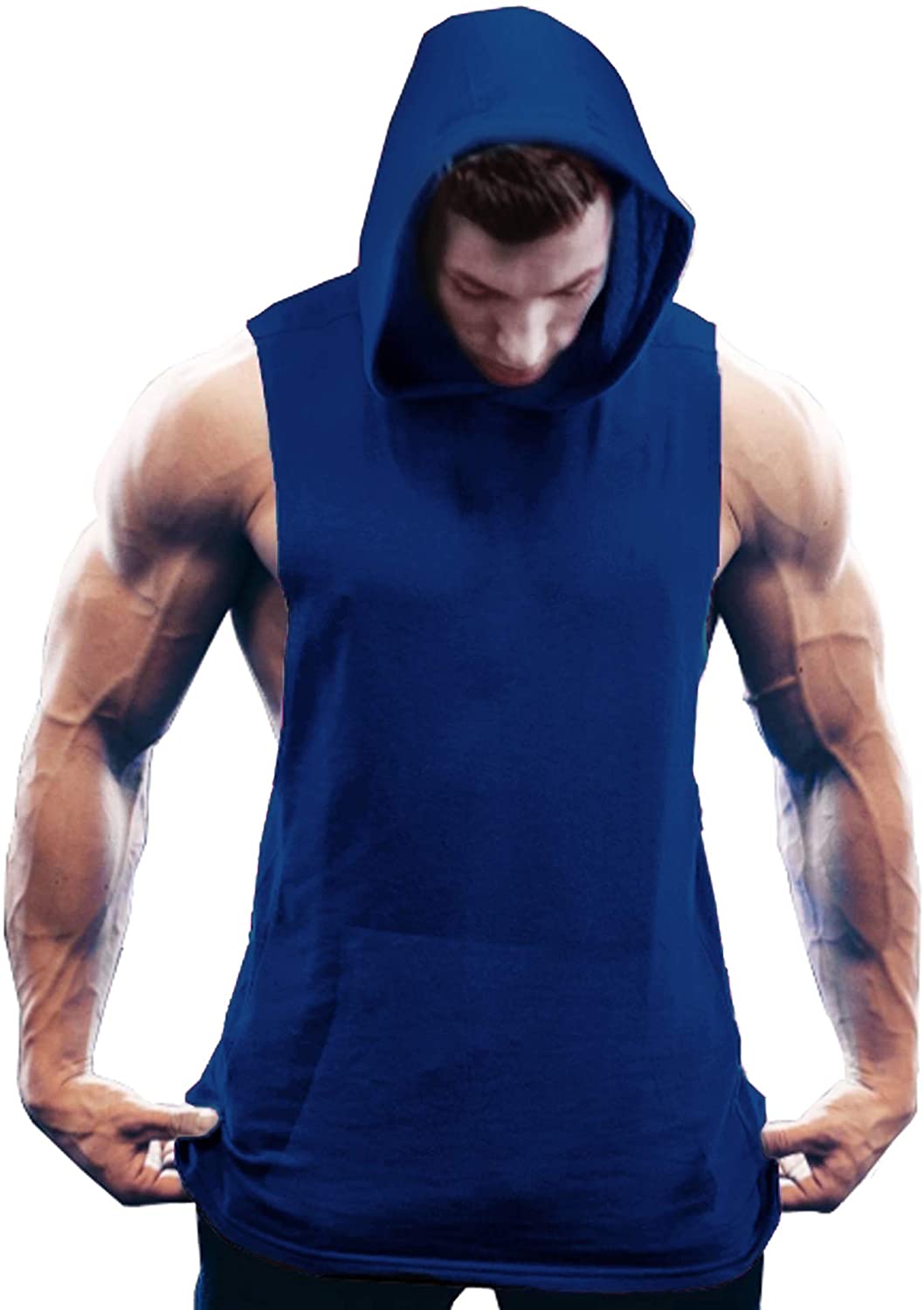 COOFANDY Men's Workout Hooded Tank Tops Bodybuilding Muscle Cut Off T Shirt Sleeveless Gym Hoodies