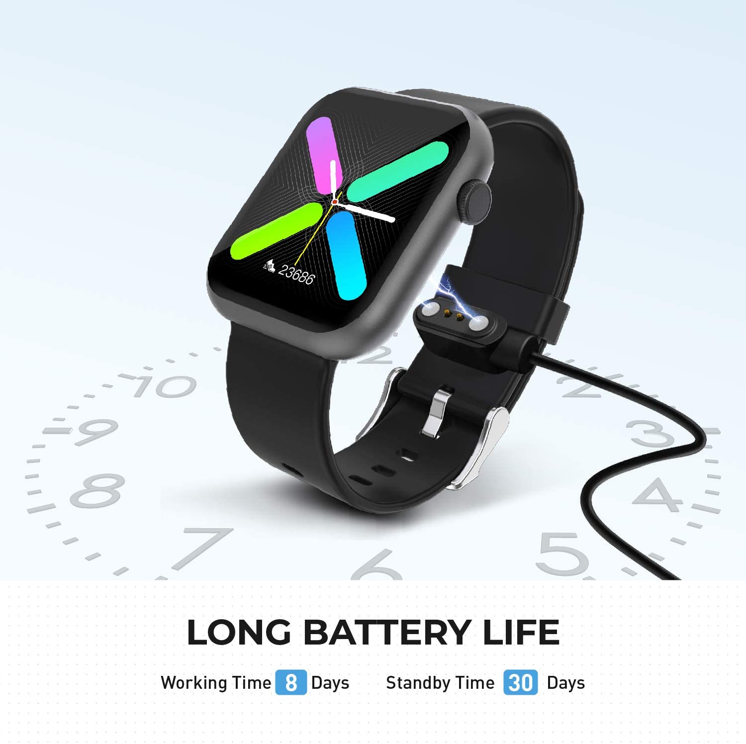 Smart Watch,Fitness Tracker with Heart Rate Monitor,IP67 Waterproof Fitness Watch with Pedometer,Smartwatch Compatible with iOS, Android for Men, Women,Black