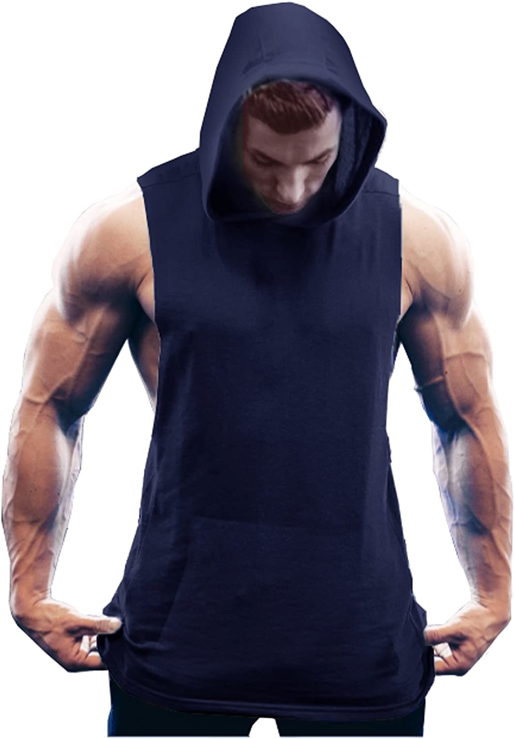COOFANDY Men's Workout Hooded Tank Tops Bodybuilding Muscle Cut Off T Shirt Sleeveless Gym Hoodies