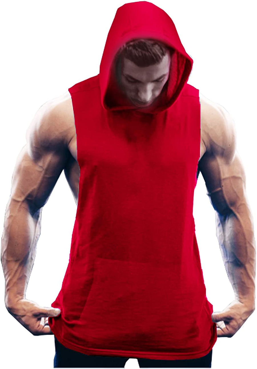 COOFANDY Men's Workout Hooded Tank Tops Bodybuilding Muscle Cut Off T Shirt Sleeveless Gym Hoodies
