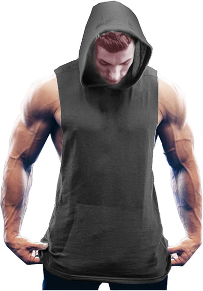 COOFANDY Men's Workout Hooded Tank Tops Bodybuilding Muscle Cut Off T Shirt Sleeveless Gym Hoodies