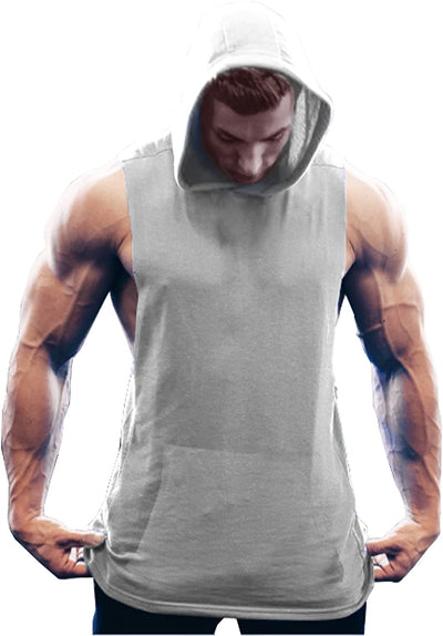 COOFANDY Men's Workout Hooded Tank Tops Bodybuilding Muscle Cut Off T Shirt Sleeveless Gym Hoodies