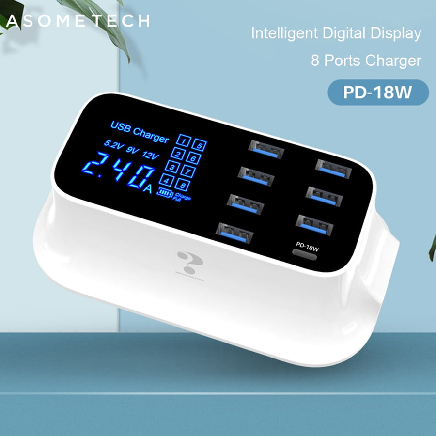 8 Ports Quick Charge 3.0 Led Display USB Charger