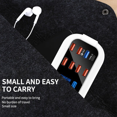 8 Ports Quick Charge 3.0 Led Display USB Charger