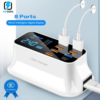 8 Ports Quick Charge 3.0 Led Display USB Charger