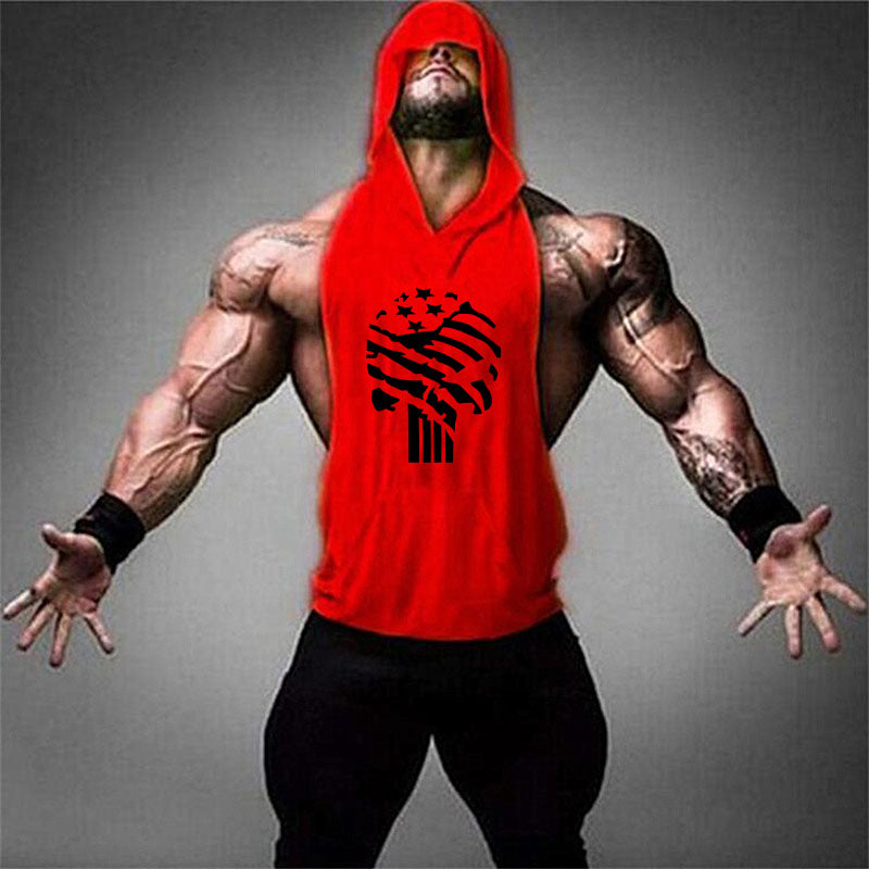 Brand Gym Clothing Fitness Men Cotton Tanktop with hooded Mens Bodybuilding Stringers Tank Tops workout Singlet Sleeveless Shirt
