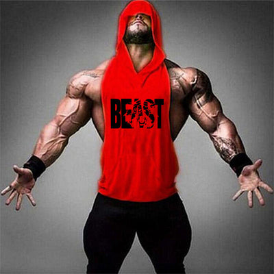 Brand Gym Clothing Fitness Men Cotton Tanktop with hooded Mens Bodybuilding Stringers Tank Tops workout Singlet Sleeveless Shirt