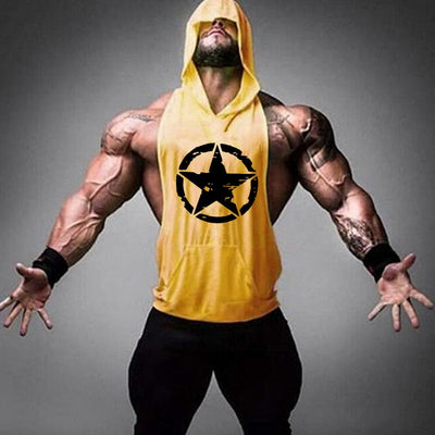 Brand Gym Clothing Fitness Men Cotton Tanktop with hooded Mens Bodybuilding Stringers Tank Tops workout Singlet Sleeveless Shirt
