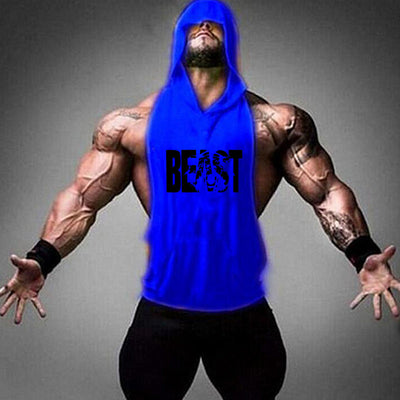 Brand Gym Clothing Fitness Men Cotton Tanktop with hooded Mens Bodybuilding Stringers Tank Tops workout Singlet Sleeveless Shirt