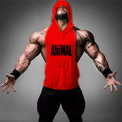 Brand Gym Clothing Fitness Men Cotton Tanktop with hooded Mens Bodybuilding Stringers Tank Tops workout Singlet Sleeveless Shirt