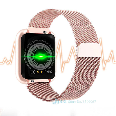 Fashion Stainless Steel Smart Watch Women Men Electronics Sport Wrist Watch For Android IOS Square Smartwatch Smart Clock Hours