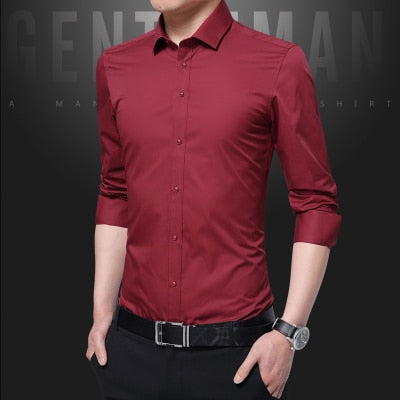Social Formal shirt Men long Sleeve Shirt Business Slim Office Shirt male Cotton Mens Dress Shirts white 4XL 5XL