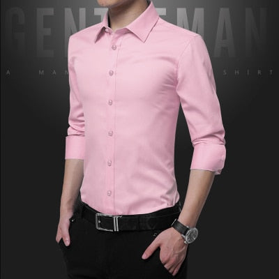 Social Formal shirt Men long Sleeve Shirt Business Slim Office Shirt male Cotton Mens Dress Shirts white 4XL 5XL