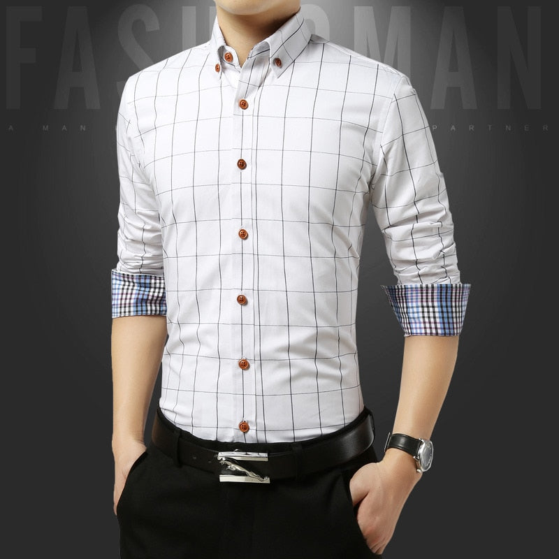 Social Formal shirt Men long Sleeve Shirt Business Slim Office Shirt male Cotton Mens Dress Shirts white 4XL 5XL