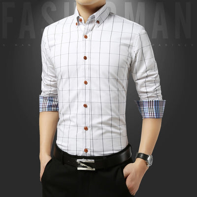 Social Formal shirt Men long Sleeve Shirt Business Slim Office Shirt male Cotton Mens Dress Shirts white 4XL 5XL