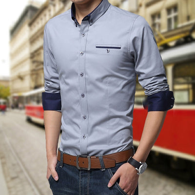 Social Formal shirt Men long Sleeve Shirt Business Slim Office Shirt male Cotton Mens Dress Shirts white 4XL 5XL