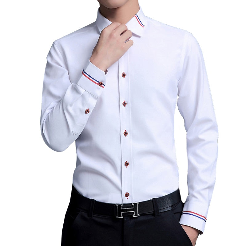 Social Formal shirt Men long Sleeve Shirt Business Slim Office Shirt male Cotton Mens Dress Shirts white 4XL 5XL