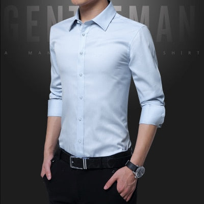 Social Formal shirt Men long Sleeve Shirt Business Slim Office Shirt male Cotton Mens Dress Shirts white 4XL 5XL