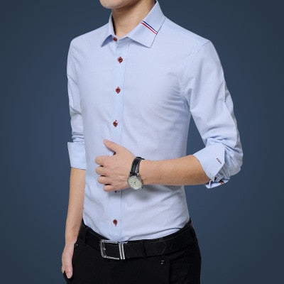 Social Formal shirt Men long Sleeve Shirt Business Slim Office Shirt male Cotton Mens Dress Shirts white 4XL 5XL