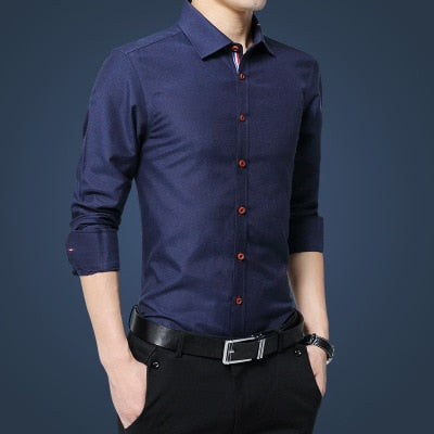 Social Formal shirt Men long Sleeve Shirt Business Slim Office Shirt male Cotton Mens Dress Shirts white 4XL 5XL